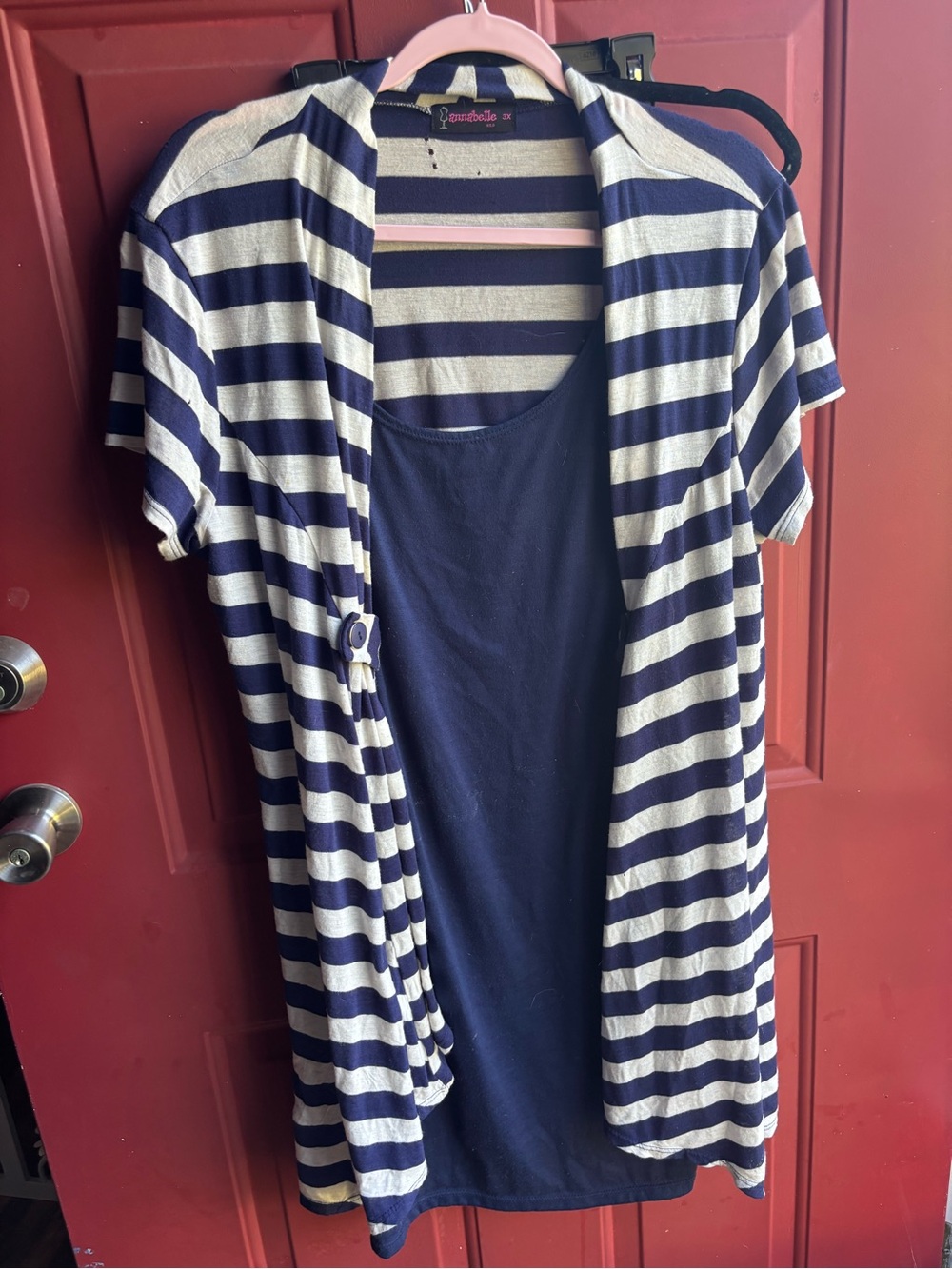 Stacked Stripes Navy & Cream Girls' Layered Dress- Joohbee